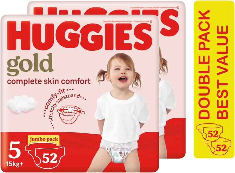 Huggies Gold Nappies Size 5 52s 2 x Jumbo Packs