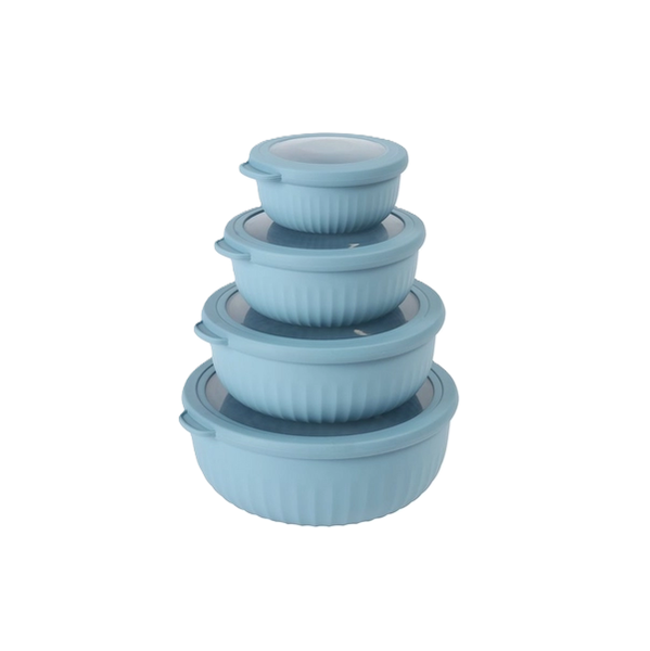 Kitro Chambray 8 Piece Ribbed Plastic Containers