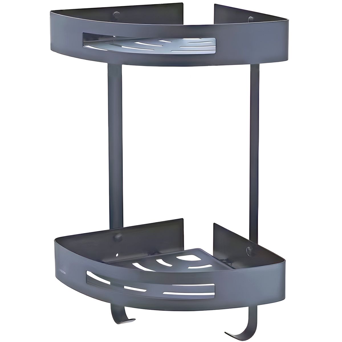 Shower Corner Caddy Shelf with Hooks Double Tier Wall Mount Organizer