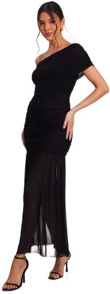 Quiz - Women Black Mesh Drop Waist Midaxi Dress