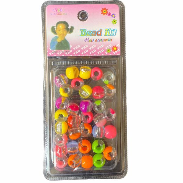 Bead Kit - Transparent And Colourful Braiding/Crafting Hair Beads