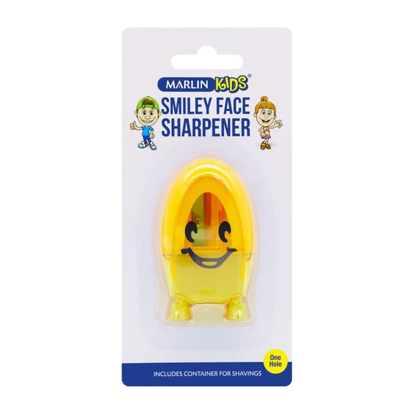 Marlin Kids -1 Hole Plastic Stand Up Smiley Face Sharpener (Pack Of 12)
