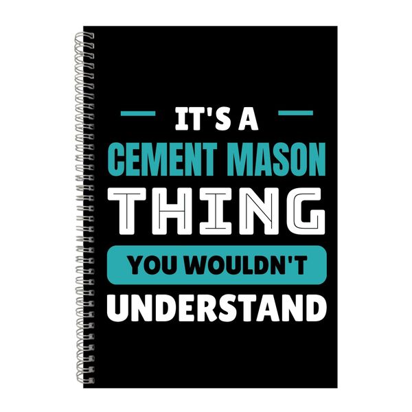 Cement Mason A4 Notebook Spiral and Lined Job Quote Graphic Notepad Gift250