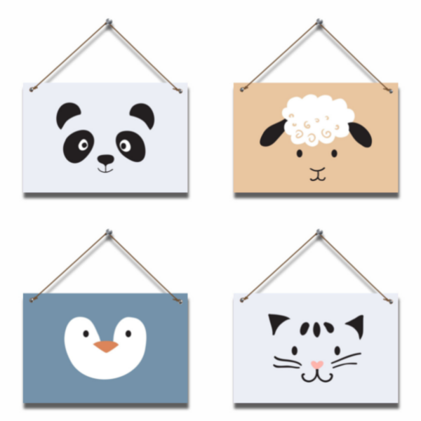Imaginate - Baby Room Picture Boards - Cute Animated Animals - 4 Piece