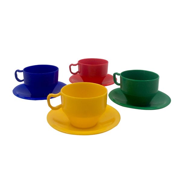 Tea Set: 4 Plates &amp; 4 Cups