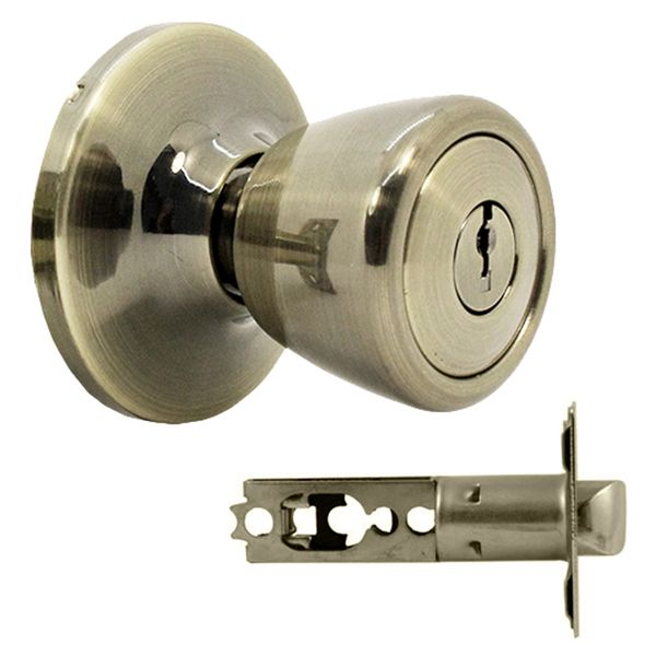 Knob Entrance Lockset - Antique Brass (Tulip)
