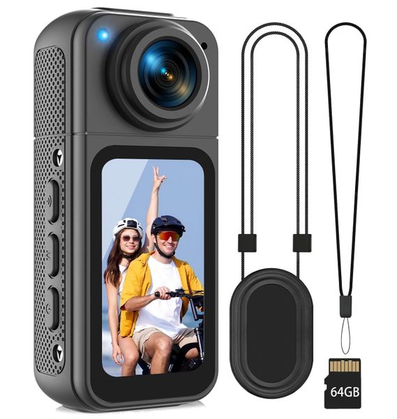 Camera With Audio Video Recording,HD 1520P Body Cam With 180 Rotating Lens
