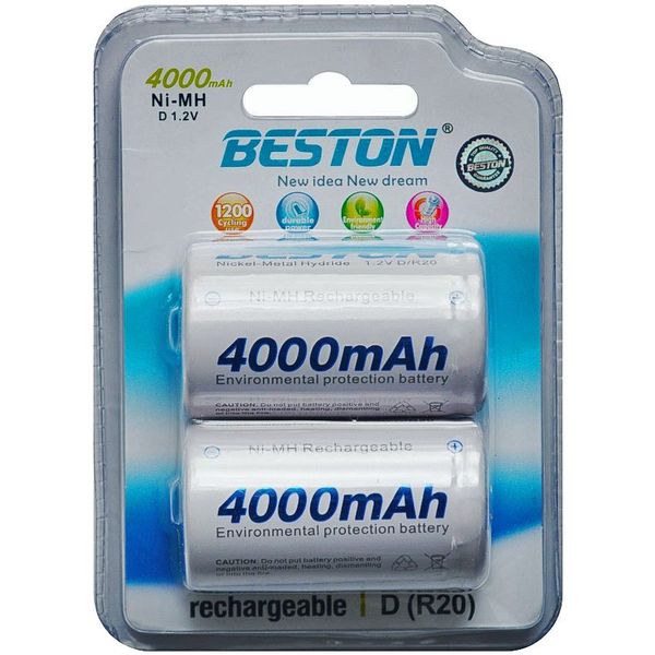 4000 MAh NiMH - D Size Rechargable Batteries (Twin Pack)