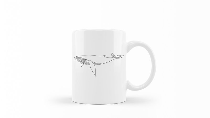 Designer Line Art Coffee Mug - Whale