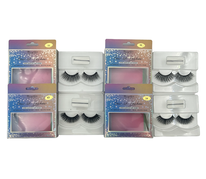 Bling Girl Self Adhesive Quick Press on eyelash 4 Pairs #71 ,#52 ,#63 &amp; #34