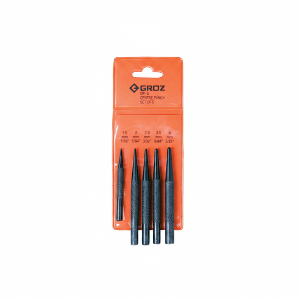 Groz 5 Piece Centre Punch Set for Metalworking and Woodworking