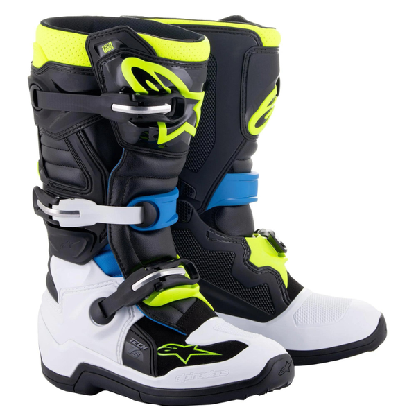 Alpinestars - Tech 7S Youth MX Boots - Black/White/Blue/Yellow Flou