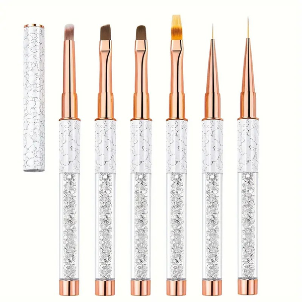 6-Piece Nail Art Brush Set with Metal Handles