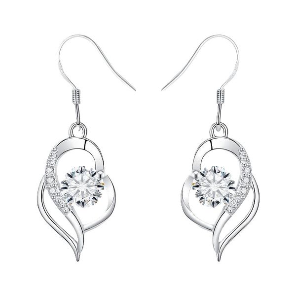 Silver Moissanite Drop Earrings for Women