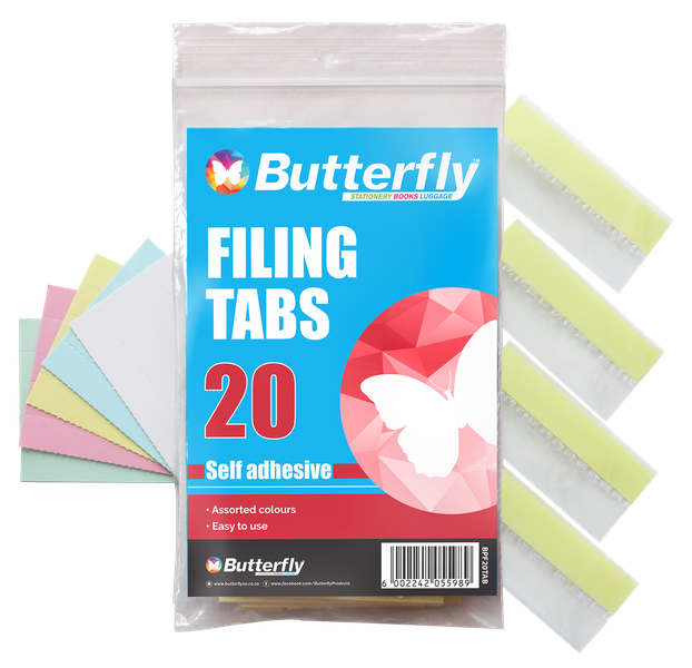 Butterfly Self Adhesive 20 Filing Tabs - 1 Individual Pack