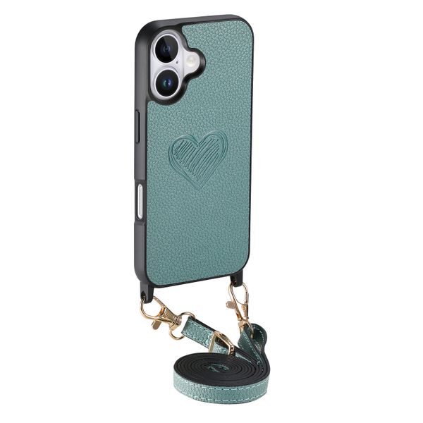 Lychee-Patterned Long Lanyard Phone Case Compatible with iPhone 16 PRO Max