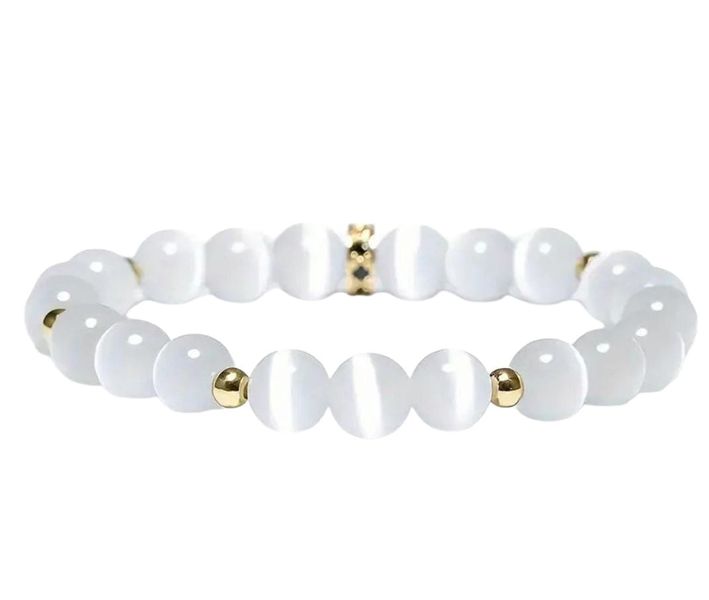 Natural White Moonstone Beaded Bracelet