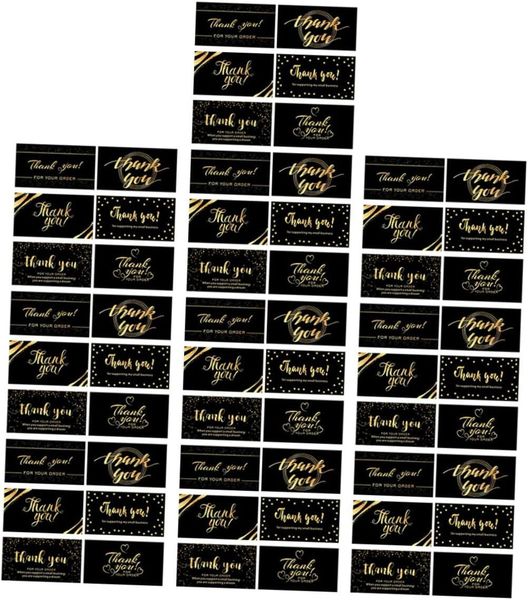 Black Thank You Cards 60 Pieces Set with Foil Stamping Blank Business Thank