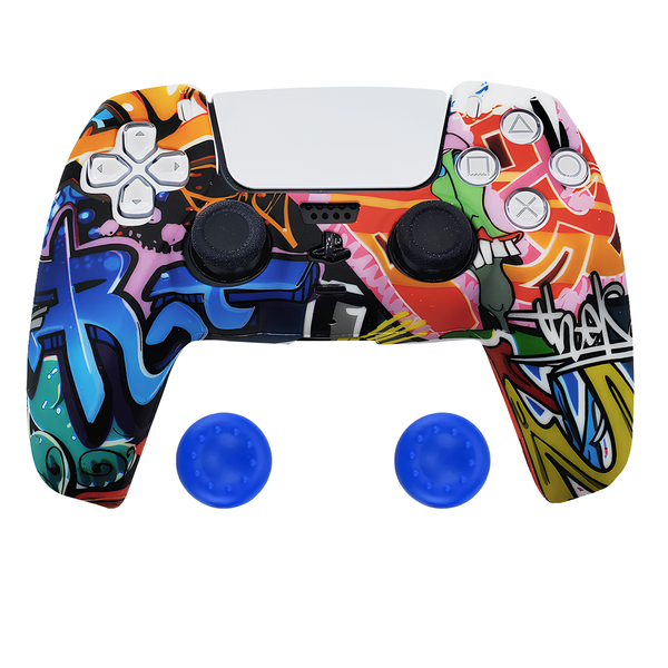 Gamer Guard PS5 Silicone Controller Cover &amp; Joystick Caps - Graffiti Style