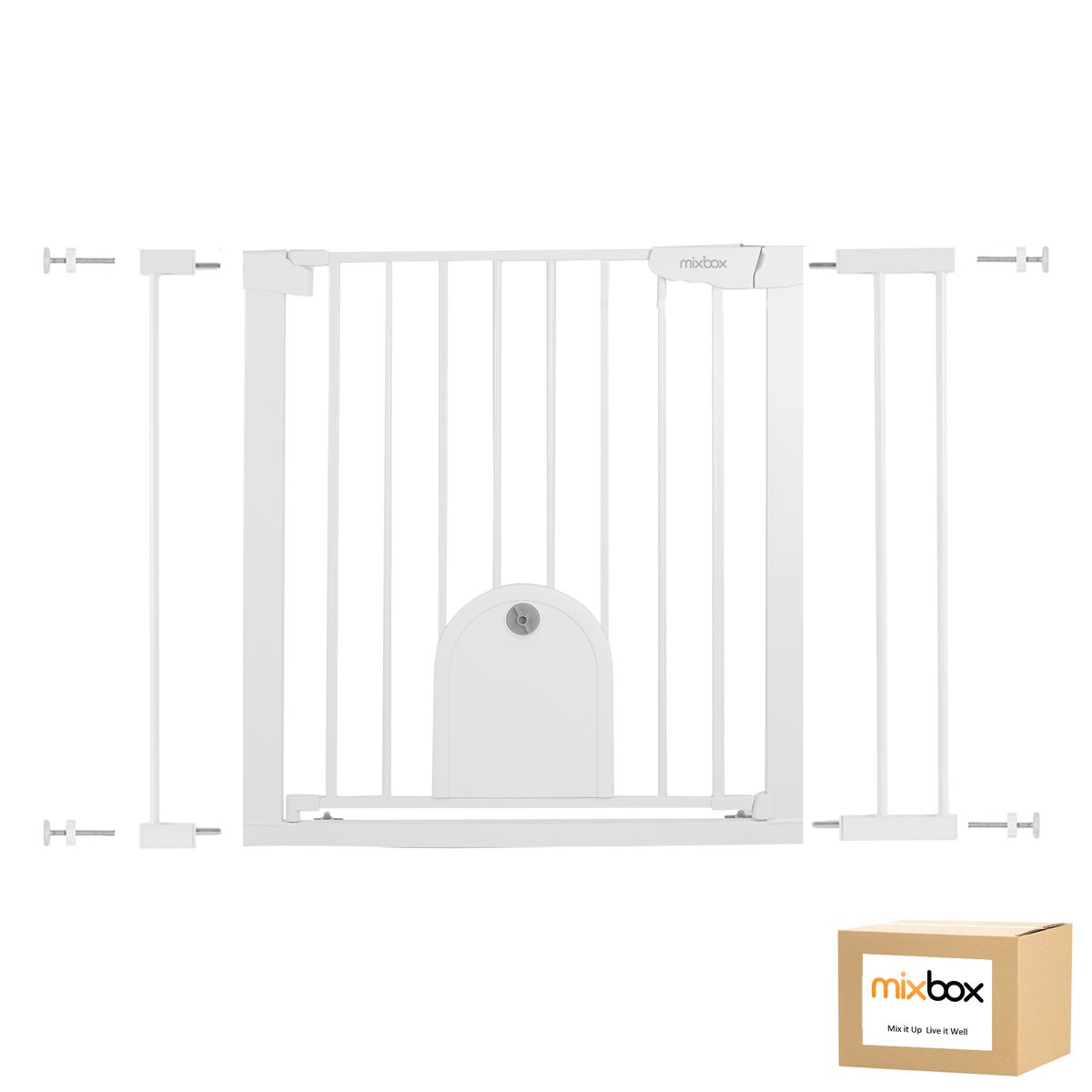 Mix Box 75-96cm Expandable Baby Safety Gate with Pressure Mount & Pet Door