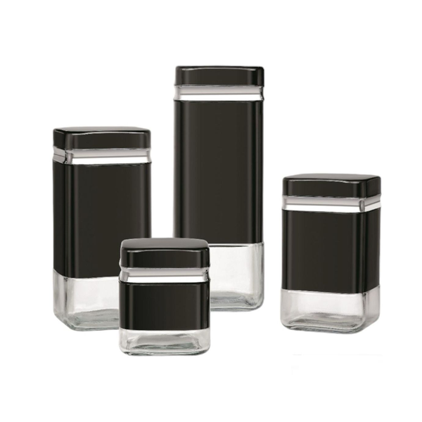 4-Piece Stylish Airtight Glass Jar Tea Canisters