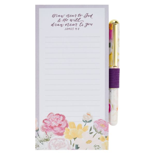 Magnetic Notepad with Pen - Draw Near to God and He Will Draw Near to You