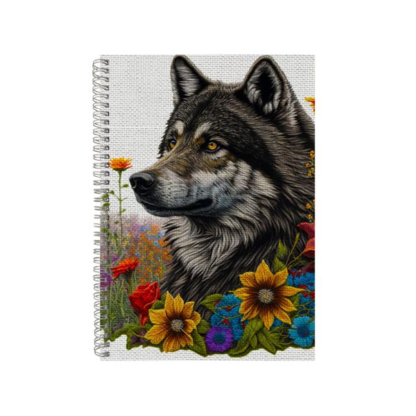 Embroidered GRAY WOLF3 Notebook Animal Gift Idea Notepad Pad 100