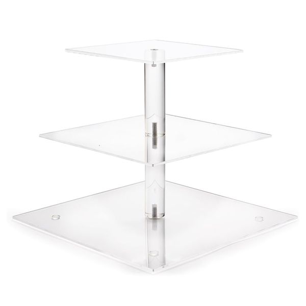 3 Tier Acrylic Cupcake Stand Square for Wedding Birthday Party