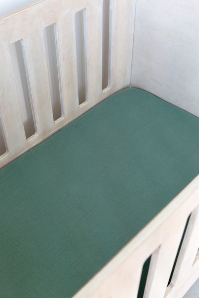 Phlo Studio 100% Cotton Sea Green Muslin Cot Fitted Sheet