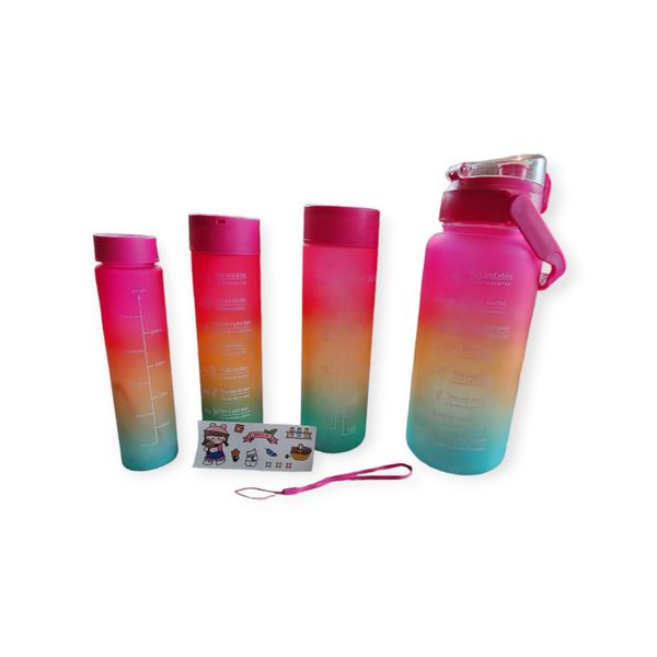 4 Piece Motivational Water Bottle Set with Straw
