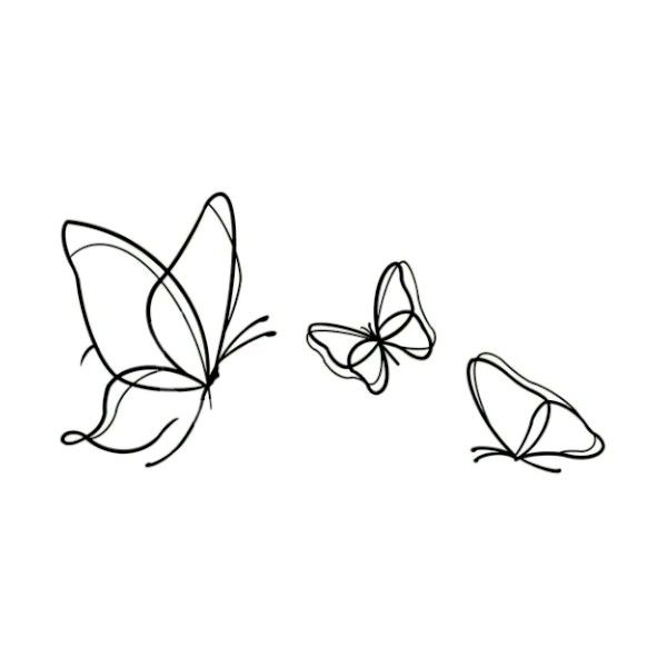 Hand Drawn Butterfly Temporary Tattoo - Black