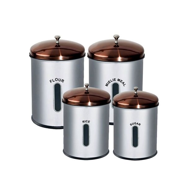 DH - Combo Stainless Steel Storage Canister Set- Rosegold Lid