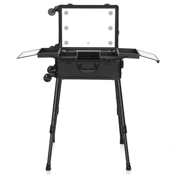 Portable Make-Up Cosmetic Case With Mirror &amp; 6 LED Lights