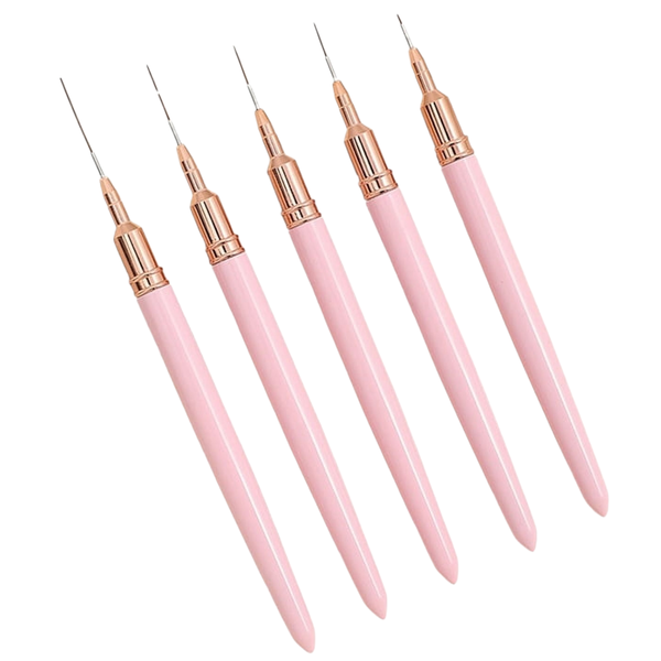 Professional Ultra-Fine Nail Art Liner Detailing Brush Set (5 Pieces ) Pink