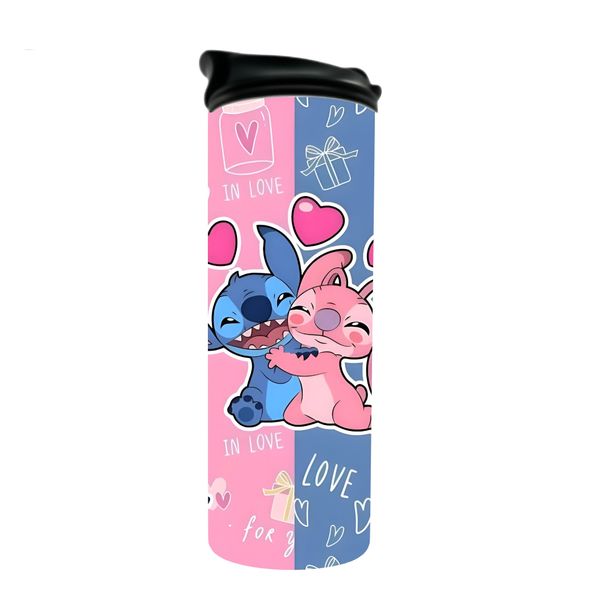 Stitch and Angel Love Double Walled Thermal Tumbler Water Bottle