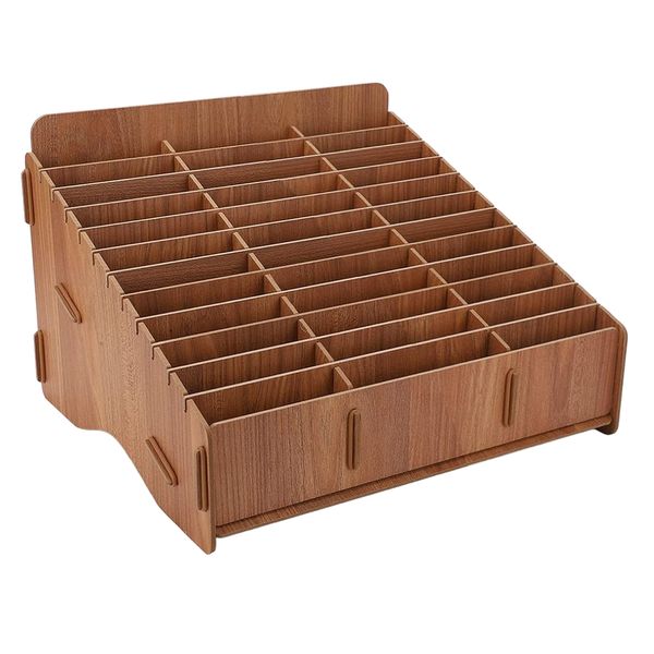 Decor 36 Compartment Wooden Organiser Display Stand School Cellphone 32cm