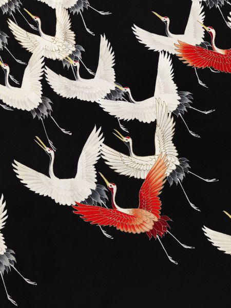 Myriad Of Flying Cranes - Hand-Painted Japanese Art On Stretched Canvas