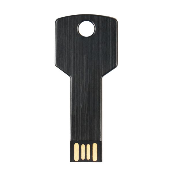 High-capacity Metal Key Shape USB Flash Drive 128GB Black Pen Drives