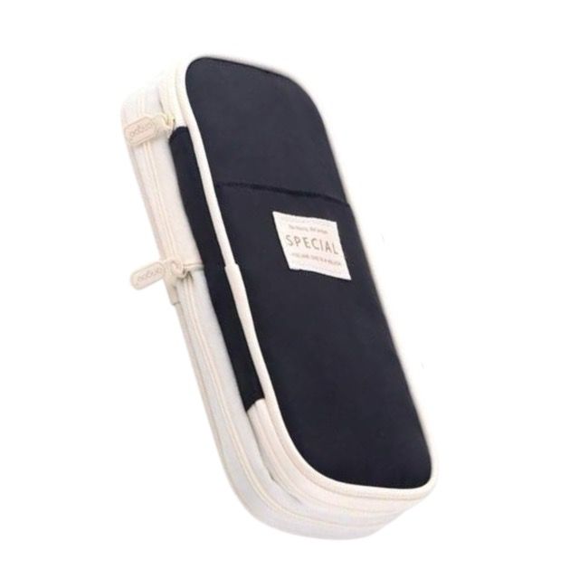 Big Capacity Pencil Case Large Pencil Pouch Stationery Pen Bag Black