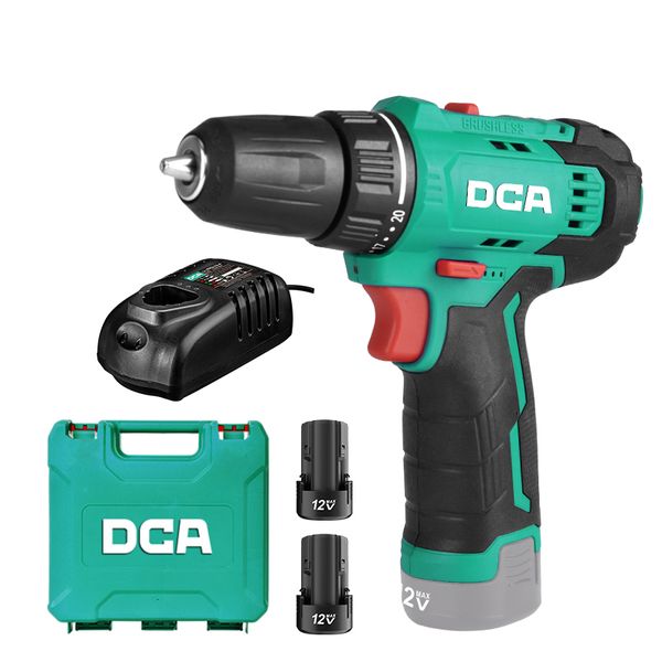 DCA 12V Industrial Brushless Driver Drill Kit With 2.0Ahx2 &amp; Charger