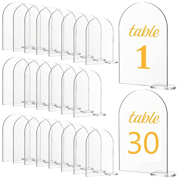 30 Sets Clear Arch Acrylic Sign with Stands Blank Arched Sheet DIY