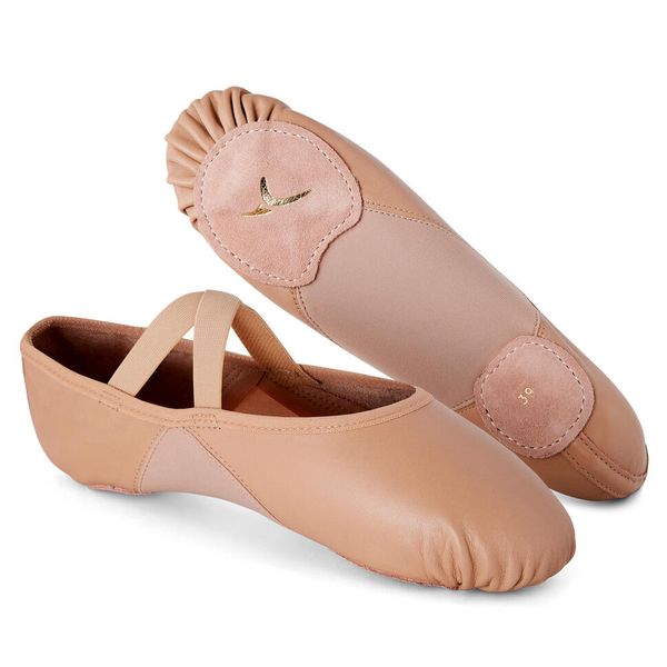 Decathlon Youth leather split-sole demi-pointe shoes - beige