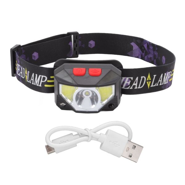 Led Outdoor Headlamp ABS Mini Multifunction Usb Charging Cob Sensor