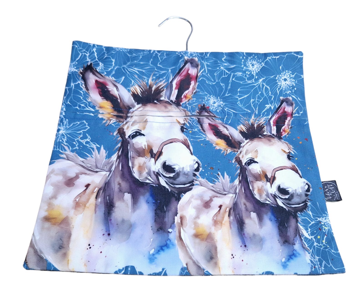 Laundry Peg Bag - 2 Beautiful Donkeys Waiting Patiently