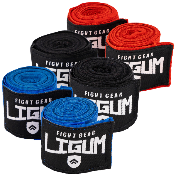 3 Pack of Red/Black/Blue Boxing Wraps - Ligum Fight Gear