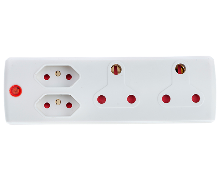 Electricmate 2X16AMP+2x5 3Pin Adaptor - White