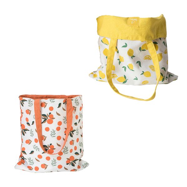 Reversible 2 Pack Shopper Bags - Lemon and Orange Design