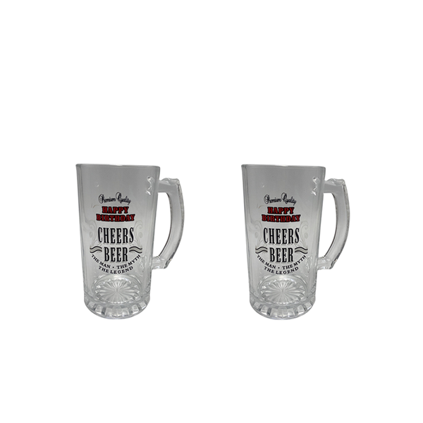 Set Of 2 500ml Glass Beer Mug With Handle KY-005