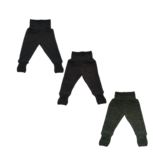 Baby Toddler Pants-3 Pack-Fold Over Cuffs-Melange Black, Olive &amp; Black