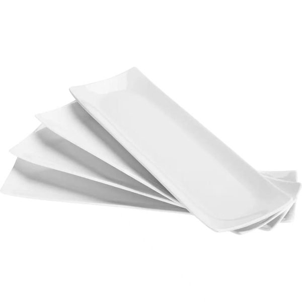 14"Sushi Plate Set of 4 - Long Rectangle Plates Oyster Dessert Trays